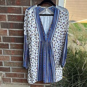 FREE PEOPLE Ladies M Rain 🌧️ Shine ✨ Printed Lace Up Swing Dress